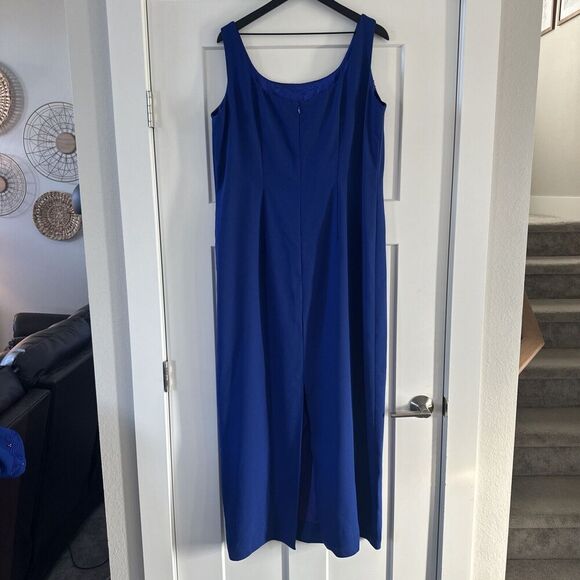 Watters & Watters Sz 20 MOB MOG Long Gown & Blazer Cobalt Blue Sheath Embroidery - Picture 10 of 16